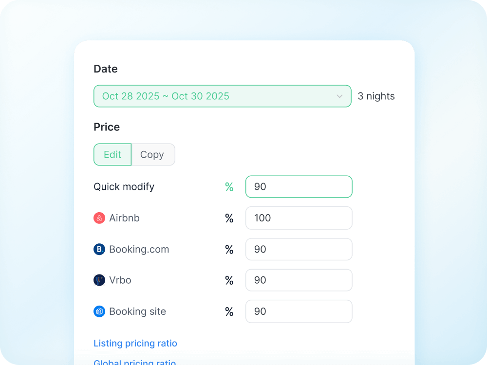 Bulk pricing update interface